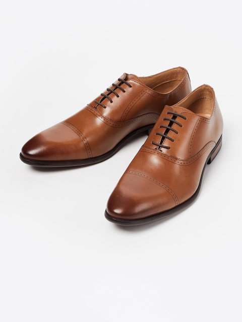 

CODE by Lifestyle Men Tan Brown Solid Leather Formal Oxfords