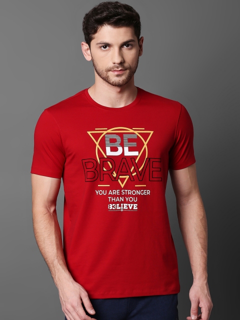 

SPYKAR Men Red Printed Round Neck T-shirt