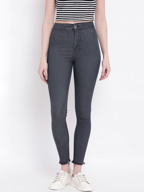 

Code 61 Women Charcoal Skinny Fit High-Rise Clean Look Stretchable Jeans