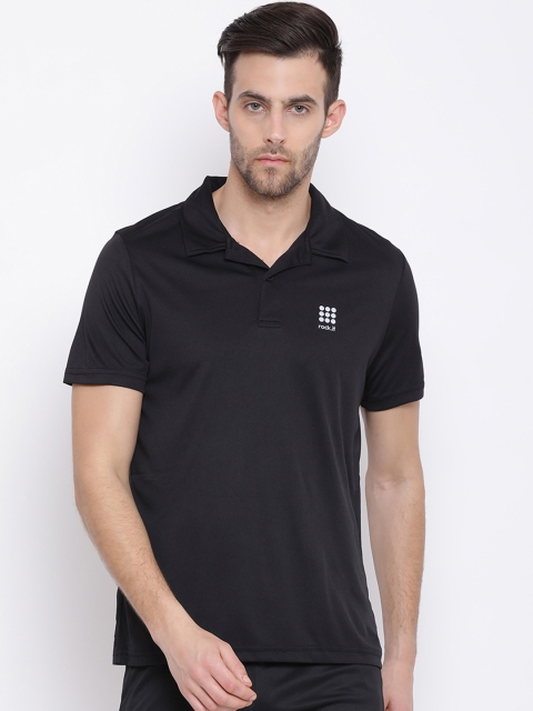 

rock.it Men Black Solid Polo Collar T-shirt