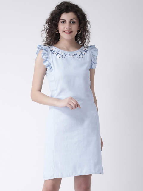 Leo Sansini Women Blue Solid A-Line Dress