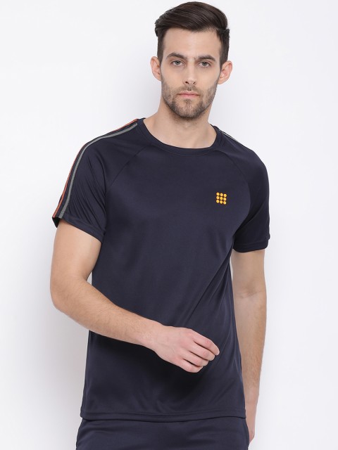

rock.it Men Navy Blue Solid Round Neck T-shirt