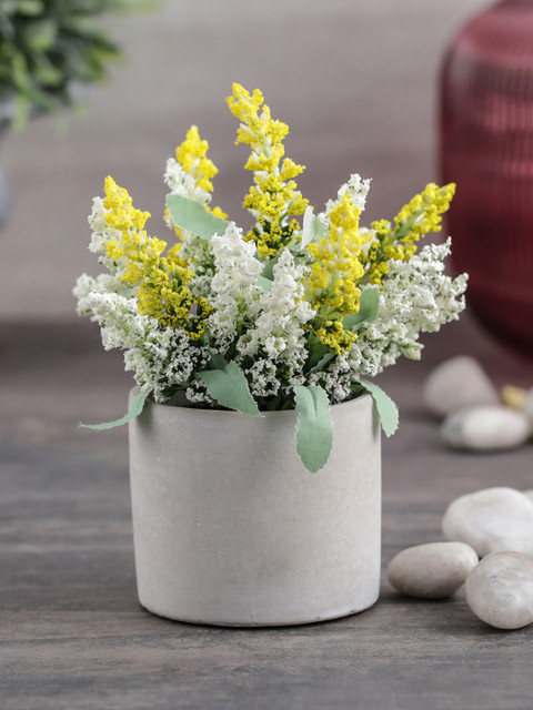 

Pure Home and Living Set Of 2 Yellow & White Artificial Lavender Plants with Pots