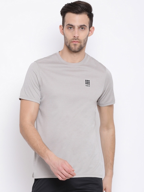 

rock.it Men Grey Solid Round Neck T-shirt