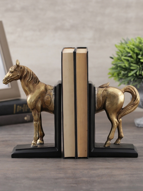 

Pure Home and Living Gold-Toned & Black Bookend Horse Showpiece