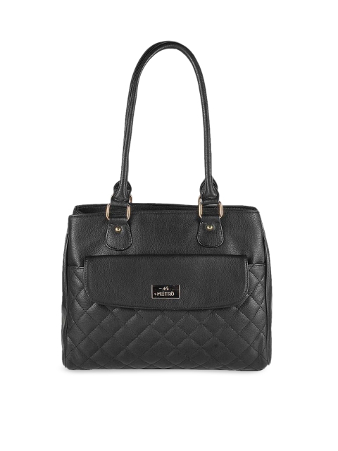 Metro Black Textured Shoulder Bag