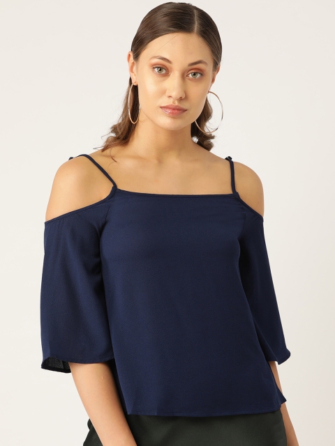 

Trend Arrest Women Navy Blue Solid A-Line Top