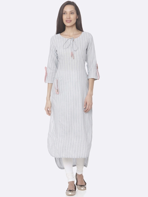 

RAISIN Women Blue & White Striped Straight Kurta