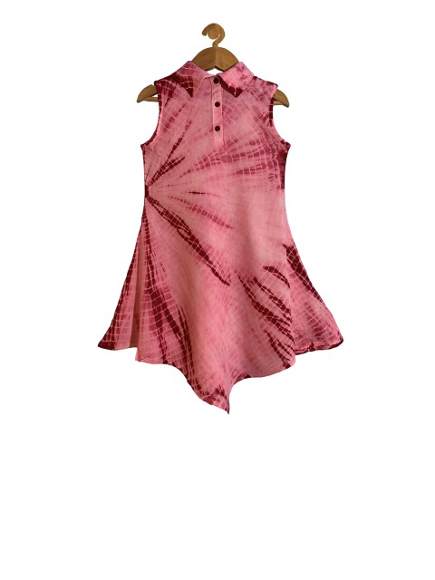

KiddoPanti Girls Pink & Red Dyed Shirt Dress