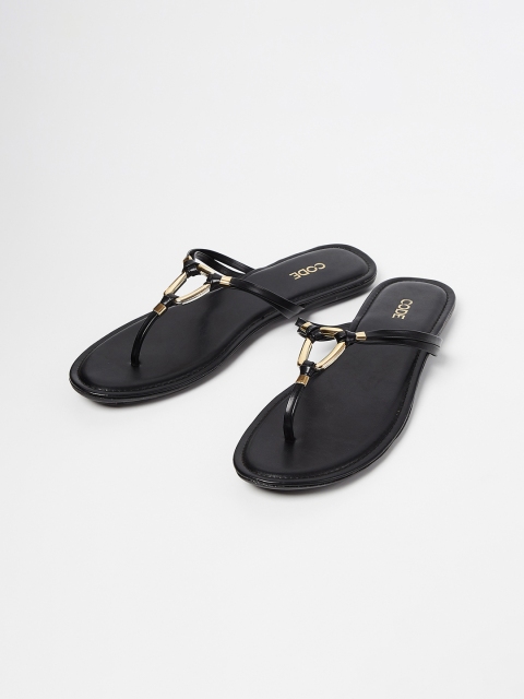 

CODE by Lifestyle Women Black Solid Open Toe Flats