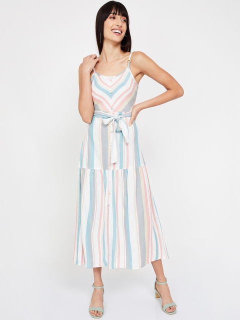 Ginger by Lifestyle Women Multicoloured Striped Maxi Dress, Multi