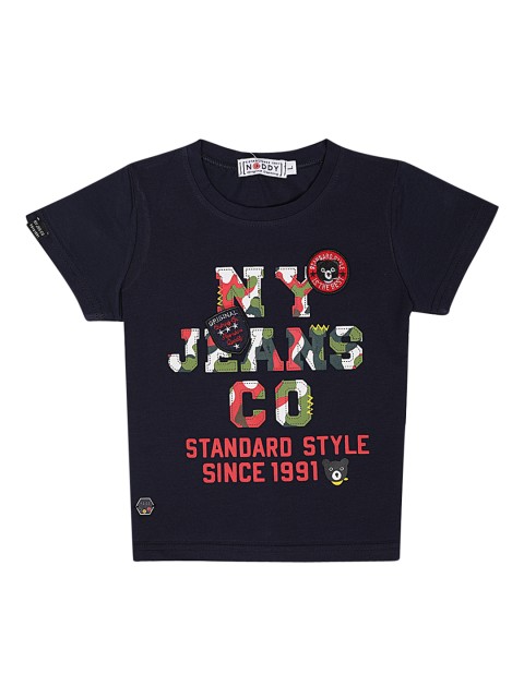 

Noddy Boys Navy Blue Printed Round Neck T-shirt