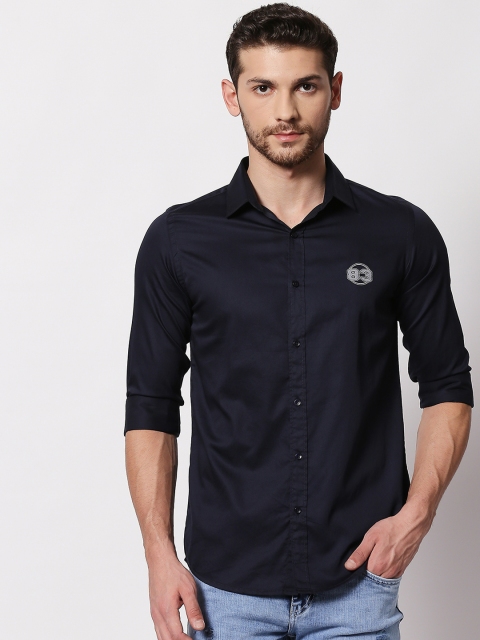 SPYKAR Men Blue Regular Fit Solid Casual Shirt