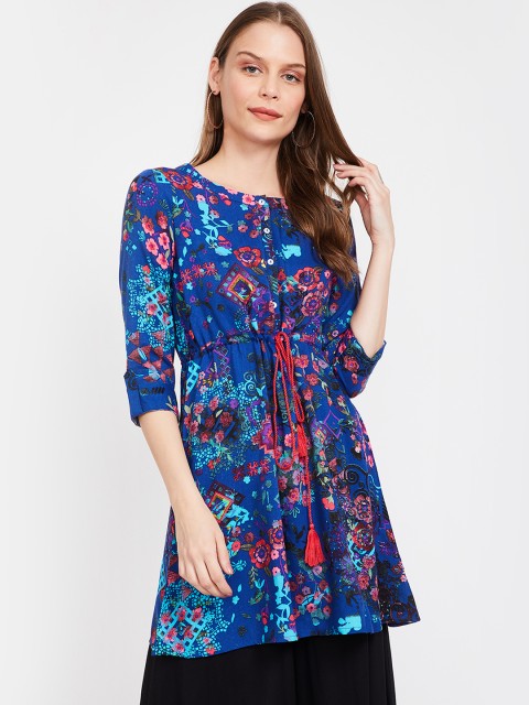 

Colour Me by Melange Women Navy Blue & Red Printed Tunic