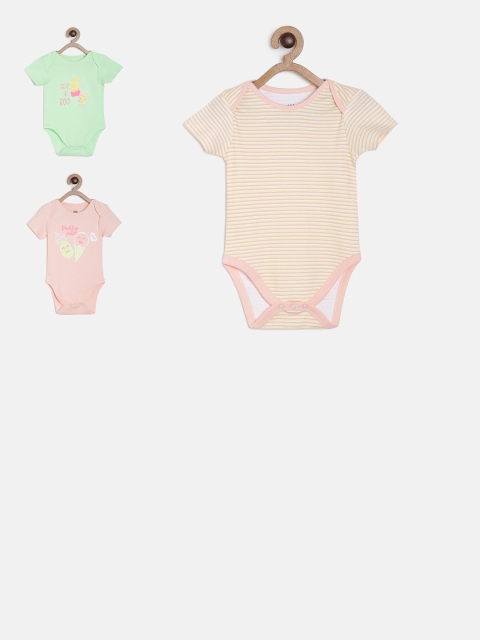 MINI KLUB Newborn Girls Pack of 3 Bodysuits, Pink