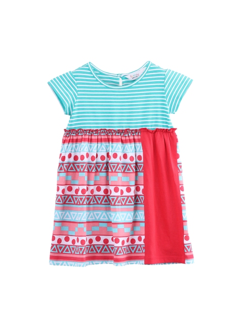 

Beebay Girls Multicoloured Printed Fit and Flare Dress, Multi