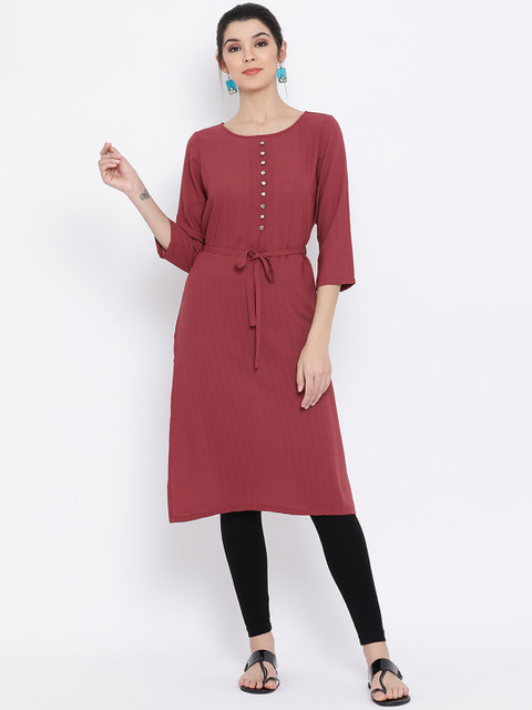 

Monte Carlo Women Maroon Solid Tunic