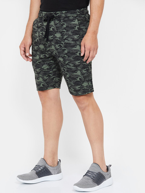 

Kappa Men Olive Green Camouflage Printed Regular Shorts