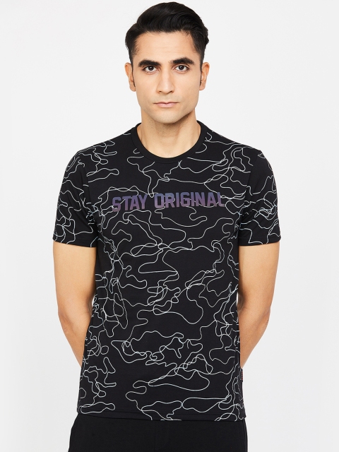 

Kappa Men Black & White Printed Round Neck T-shirt