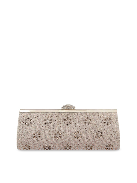 

Metro Beige & Gold-Toned Embellished Clutch