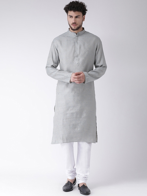 

TABARD Men Grey & White Printed Kurta with Churidar