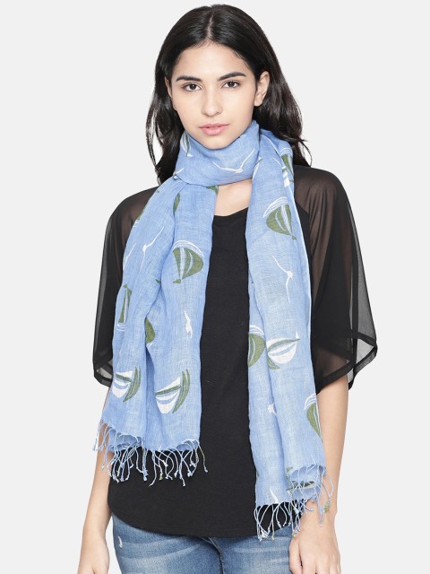 

Linen Club Women Blue & Green Linen Printed Stole