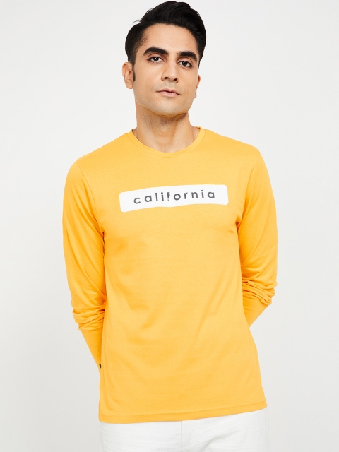 UCLA Men Yellow Printed Round Neck T-shirt