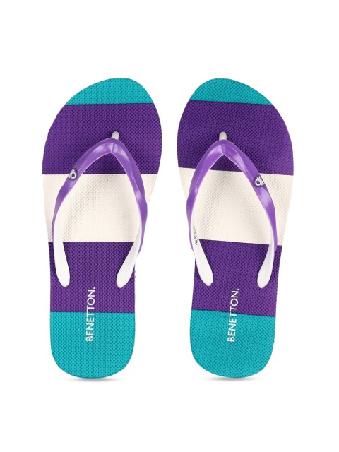 

United Colors of Benetton Women Purple & White Printed Thong Flip-Flops
