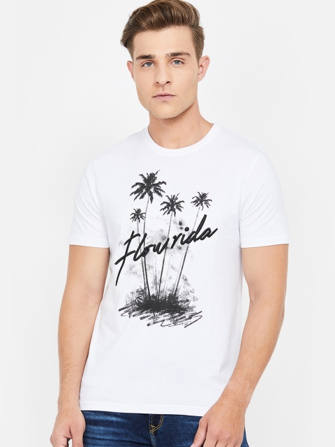 

Bossini Men White & Black Printed Round Neck T-shirt
