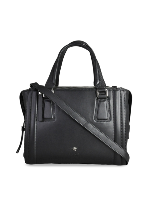 

ILEX Black Solid Leather Handheld Bag