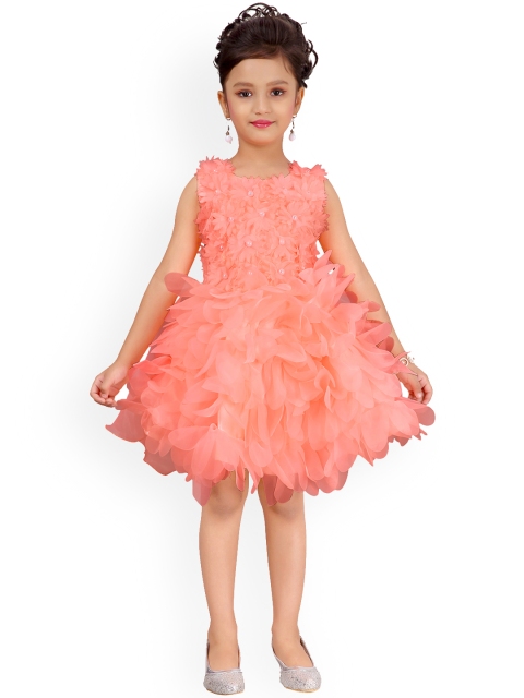 

Aarika Girls Peach-Coloured Embellished Fit and Flare Dress