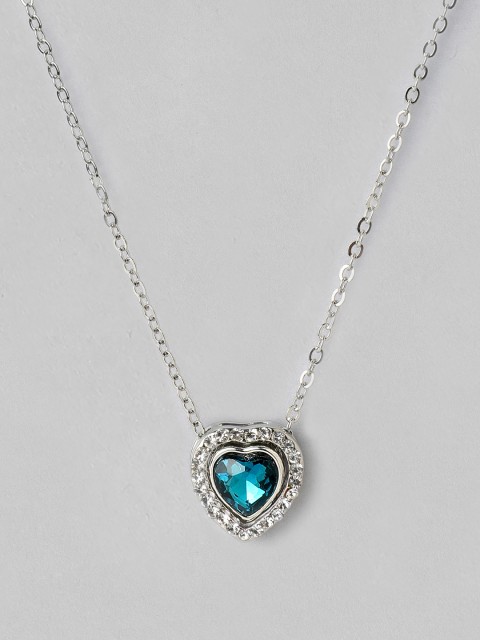 

Rubans Women Blue Alloy Silver-Plated Handcrafted Heart Pendant Chain