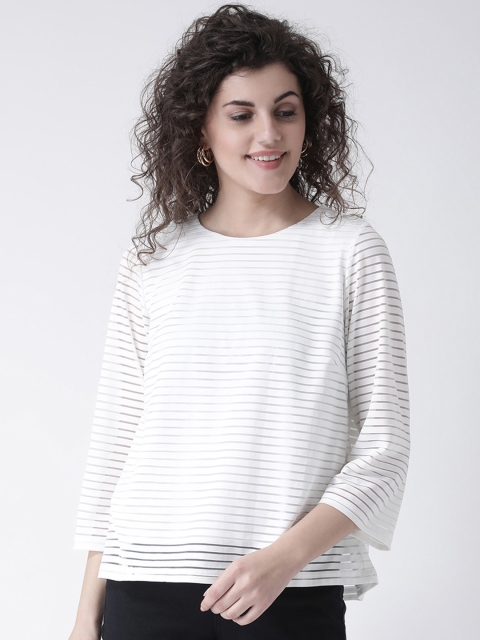 

Leo Sansini Women White Striped A-Line Top