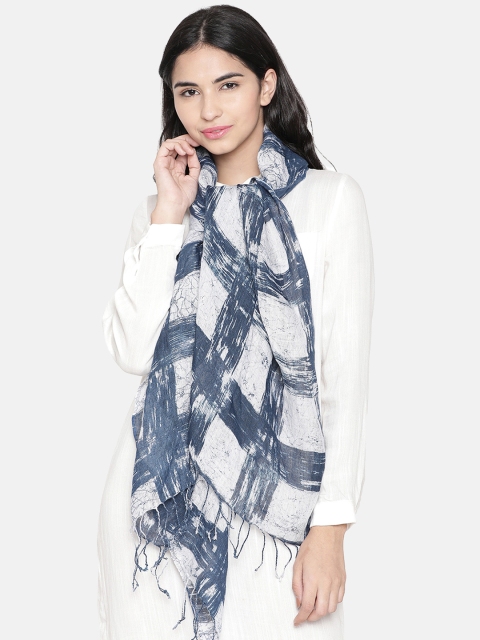 

Linen Club Women Navy Blue & Off-White Linen Printed Stole