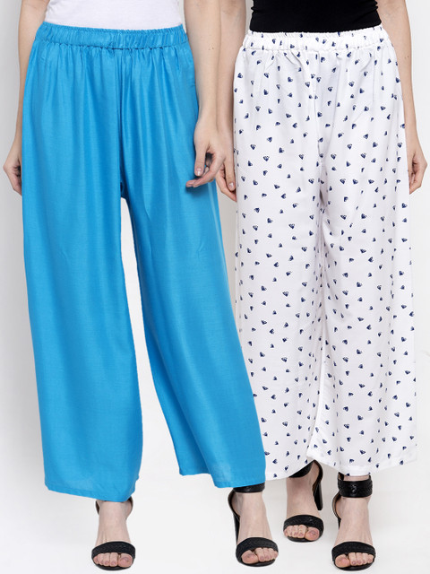 

TAG 7 Women Pack of 2 Wide Leg Palazzos, White