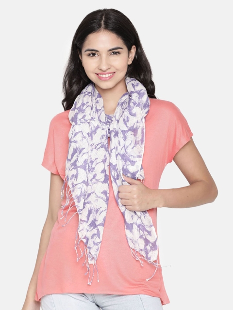

Linen Club Women Blue & Off-White Linen Printed Stole