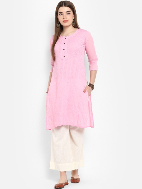 

ETHNIC STREET Women Pink Solid Straight Kurta