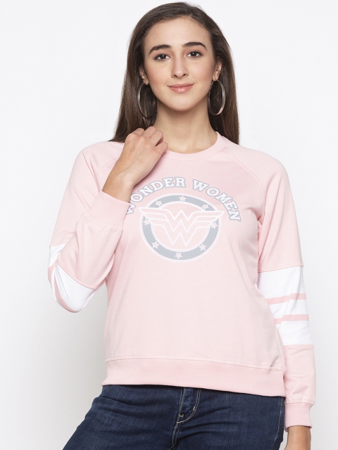 

Globus Women Pink & White Wonder Women Printed Sweatshirt