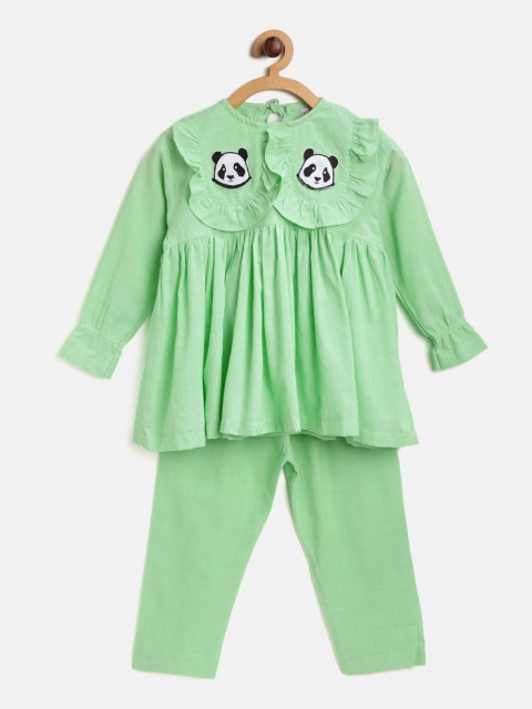 

Kids Clan Girls Lime Green Solid Night suit