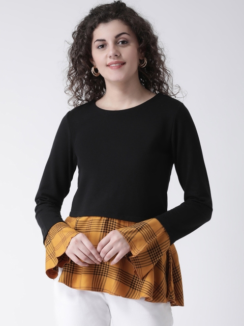 

Leo Sansini Women Black & Yellow Checked Top