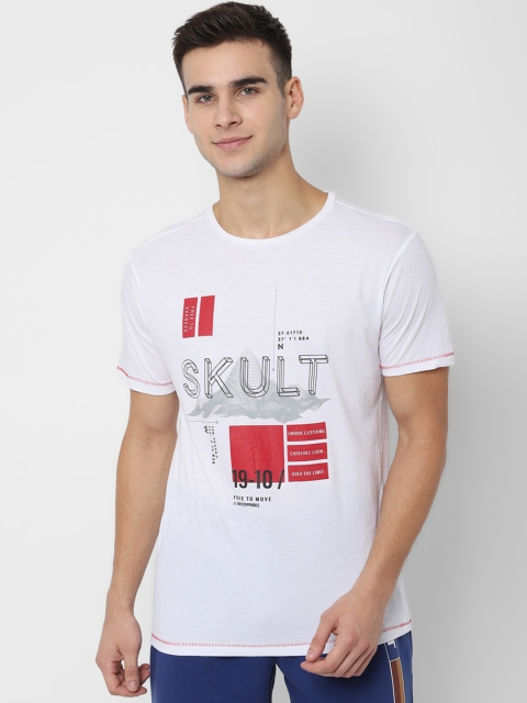 

SKULT by Shahid Kapoor Men White Printed Round Neck T-shirt