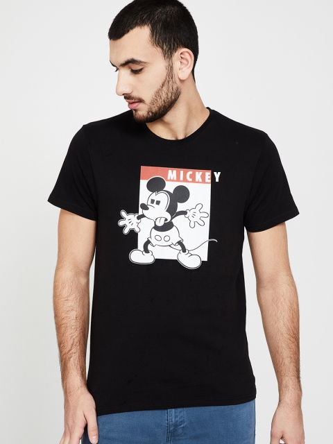 

Fame Forever by Lifestyle Men Black & White Mickey Mouse Printed Round Neck T-shirt