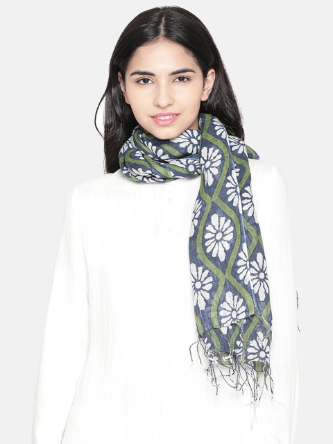 

Linen Club Women Navy Blue & White Printed Stole