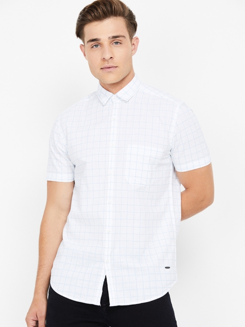 

CODE by Lifestyle Men White & Blue Regular Fit Checked Casual Shirt