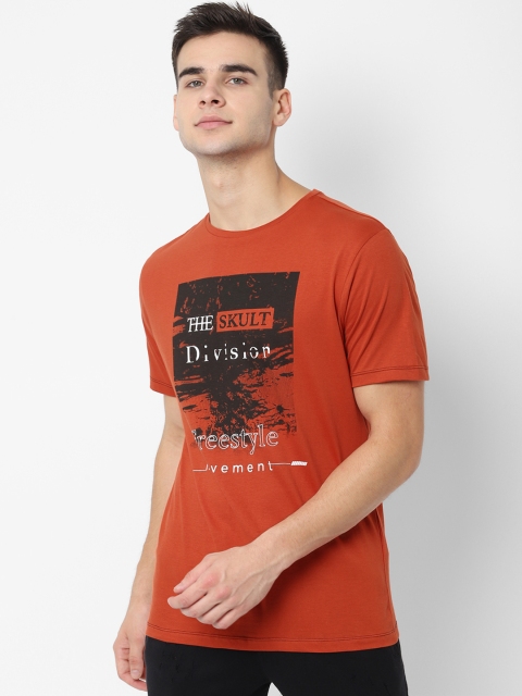 

SKULT by Shahid Kapoor Men Orange Printed Round Neck T-shirt