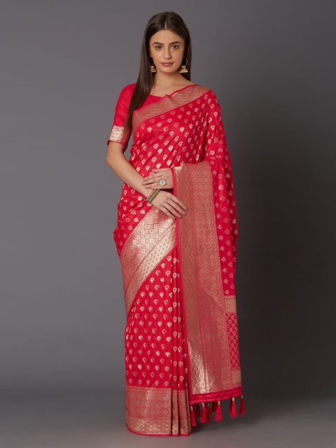 

Mitera Pink Silk Blend Woven Design Banarasi Saree
