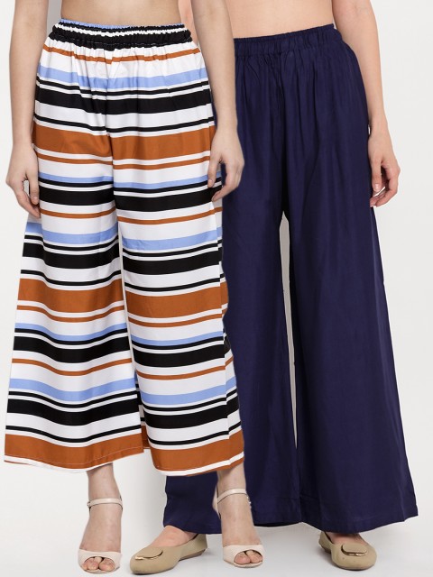 

TAG 7 Women Pack of 2 Wide Leg Palazzos, White