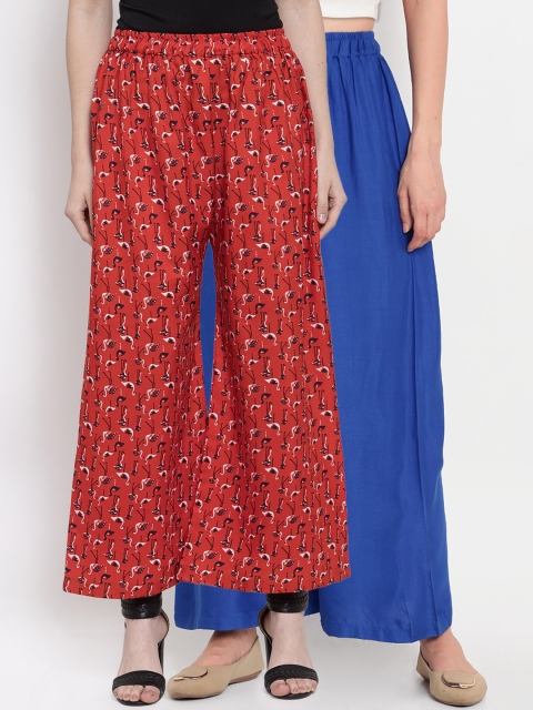 

TAG 7 Women Pack of 2 Wide Leg Palazzos, Red