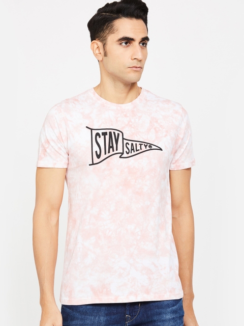 

Smiley World Men White & Pink Dyed Round Neck T-shirt