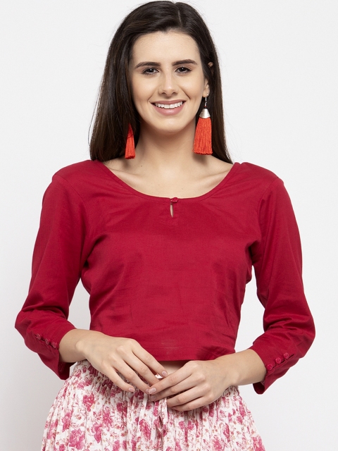 

Ayaany Women Maroon Solid Pure Cotton Top